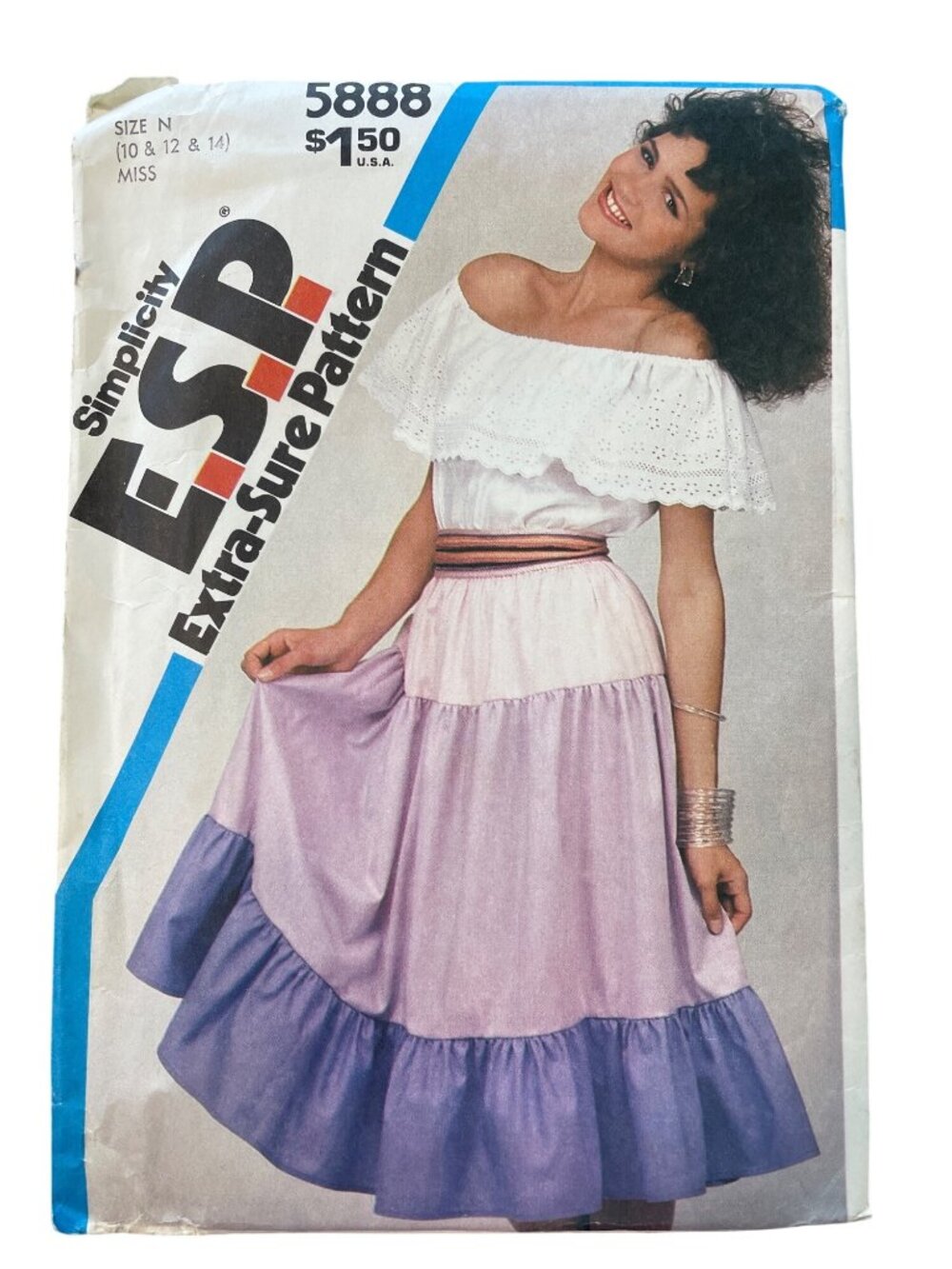 Vintage 80s Simplicity ESP 5888 Sewing Pattern Size 10-12-14 Top & Skirt UNCUT